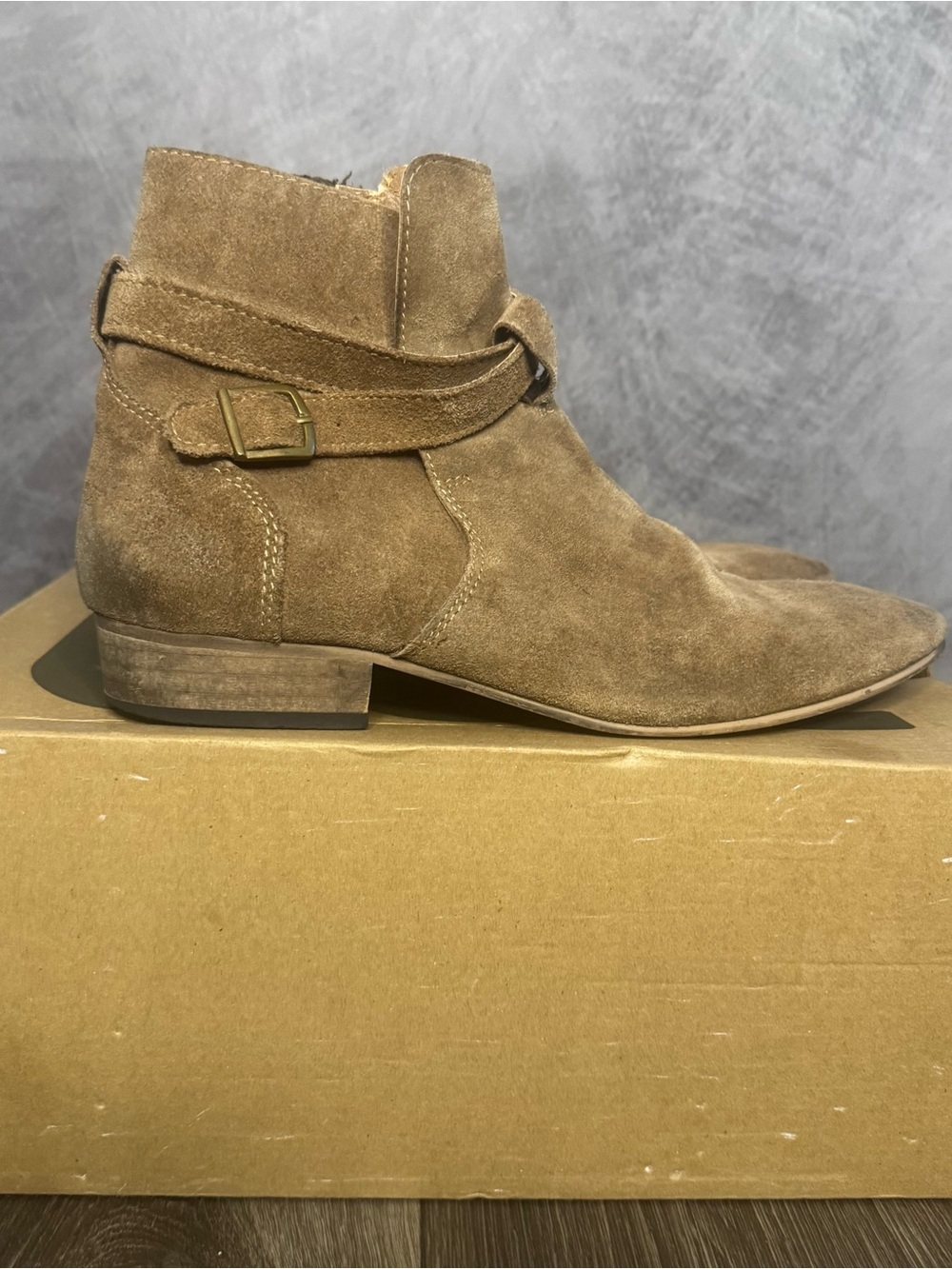 Topman Tan Suede Chukka Ankle Boots with Buckle Strap